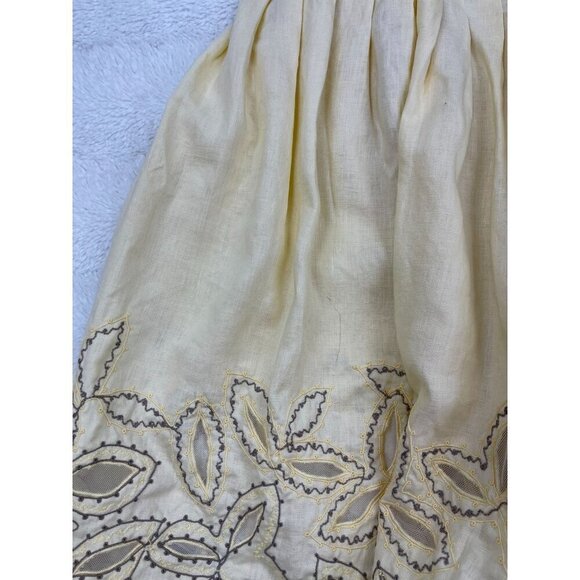 Lafayette 148 Two Piece Skirt Shirt Outfit 10 Spring Easter Summer Yellow Embroi - Picture 5 of 11